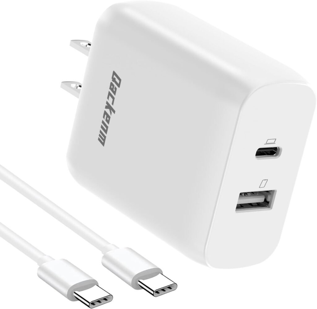 65W USB C Charger with 5FT USB C Cable, Type C Charger Fast Charging, 2-Port USB C Wall Charger for MacBook Pro/Air, iPhone 15/16 iPad Pro/Air/Mini, Galaxy S24/S23, Pixel, Steam Deck (White)