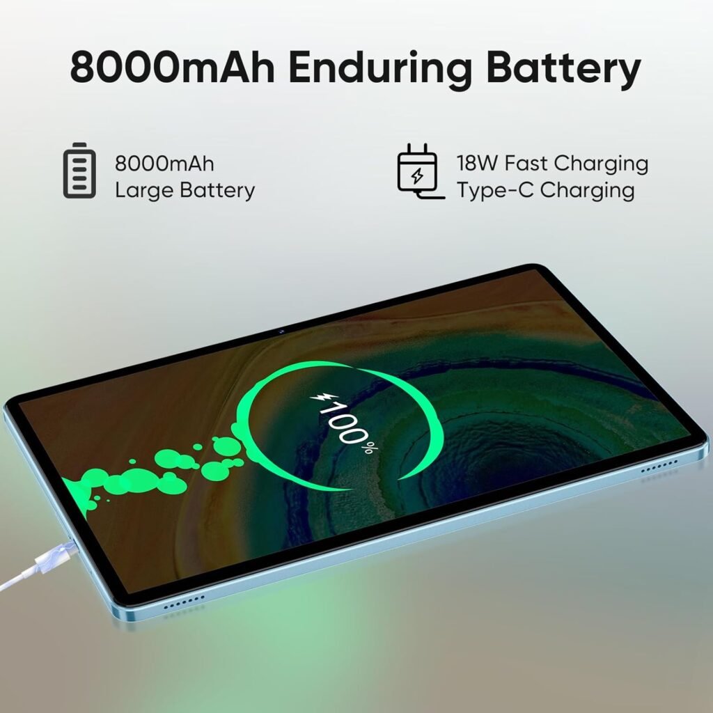 Android 14 Tablet, 11inch Tablets, 12GB+128GB+1TB, Support Face Unlock, 8000mAh Large Battery+18W Fast Charging , Octa-Core Processor, Dual Camera, Dual WiFi6, Bluetooth,HD Touchscreen Display PC