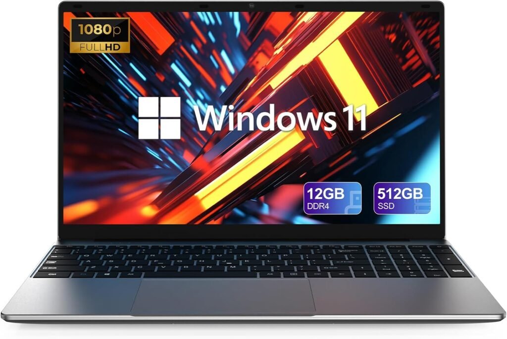 ApoloSign 15.6 Full HD Laptop, 12GB RAM, 512GB SSD, Expandable to 1TB, Intel N5095 Processor, Dual-Band WiFi, 178° Viewing Angle, Dual Speakers-Gray