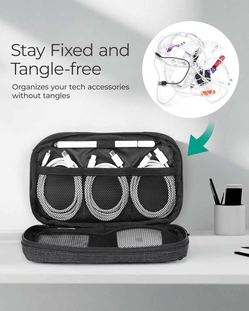 BAGSMART Electronic Organizer Travel Case, Travel Cord Organizer Travel Cable Organizer Bag, Charger Organizer, Tech Pouch as Travel Accessories, Cord Organizer for Phone, Power Bank, SD Card (Black)