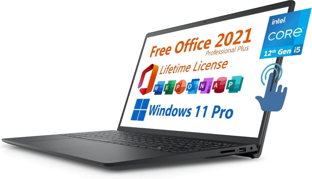 Dell 2024 Inspiron 15 Business Laptop, Free Microsoft Office 2021 with Lifetime License, 15.6 Touchscreen FHD, Intel 10-Core i5-1235U, 32GB DDR4 RAM, 1TB PCIe SSD, Windows 11 Pro, Black, 3520I512T