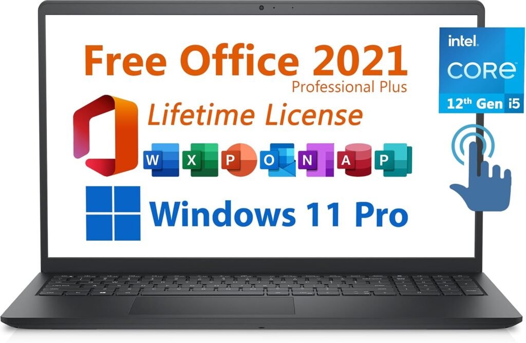 Dell 2024 Inspiron 15 Business Laptop, Free Microsoft Office 2021 with Lifetime License, 15.6 Touchscreen FHD, Intel 10-Core i5-1235U, 32GB DDR4 RAM, 1TB PCIe SSD, Windows 11 Pro, Black, 3520I512T