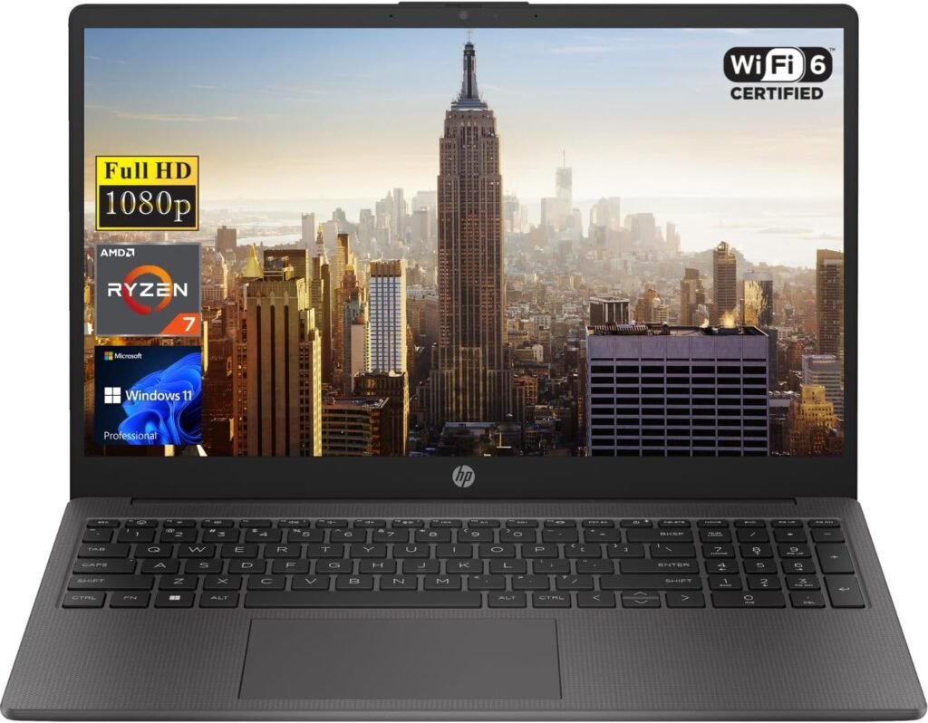 HP 255 G10 15.6 FHD Business Laptop, AMD Ryzen 7 7730U, 32GB RAM, 1TB PCIe SSD, Numeric Keypad, Webcam, Wi-Fi 6, HDMI, Windows 11 Pro, Black