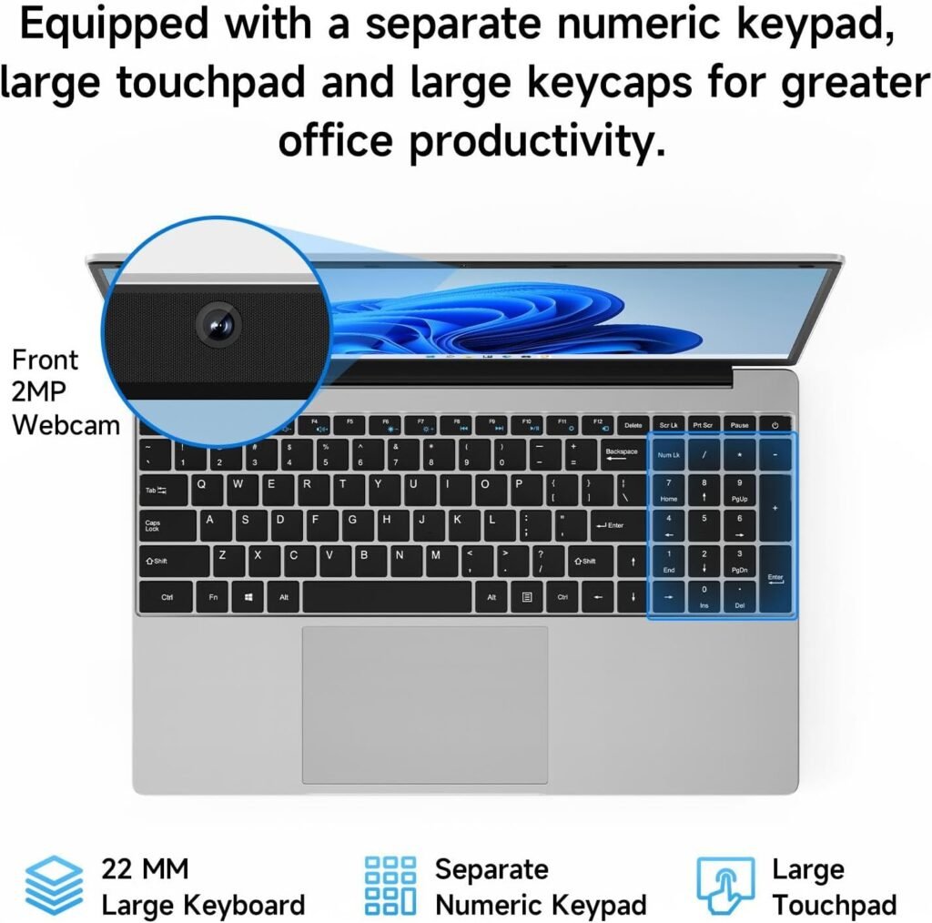 jumper Laptop, 4GB DDR4 RAM 128GB SSD, Office 365 1-Year Subscription, 5205U Processor, Windows 11 Computer with 15.6 Inch HD Display, 38Wh Battery, 2 Stereo Speakers, Type-C, USB3.0, Numeric Keypad.