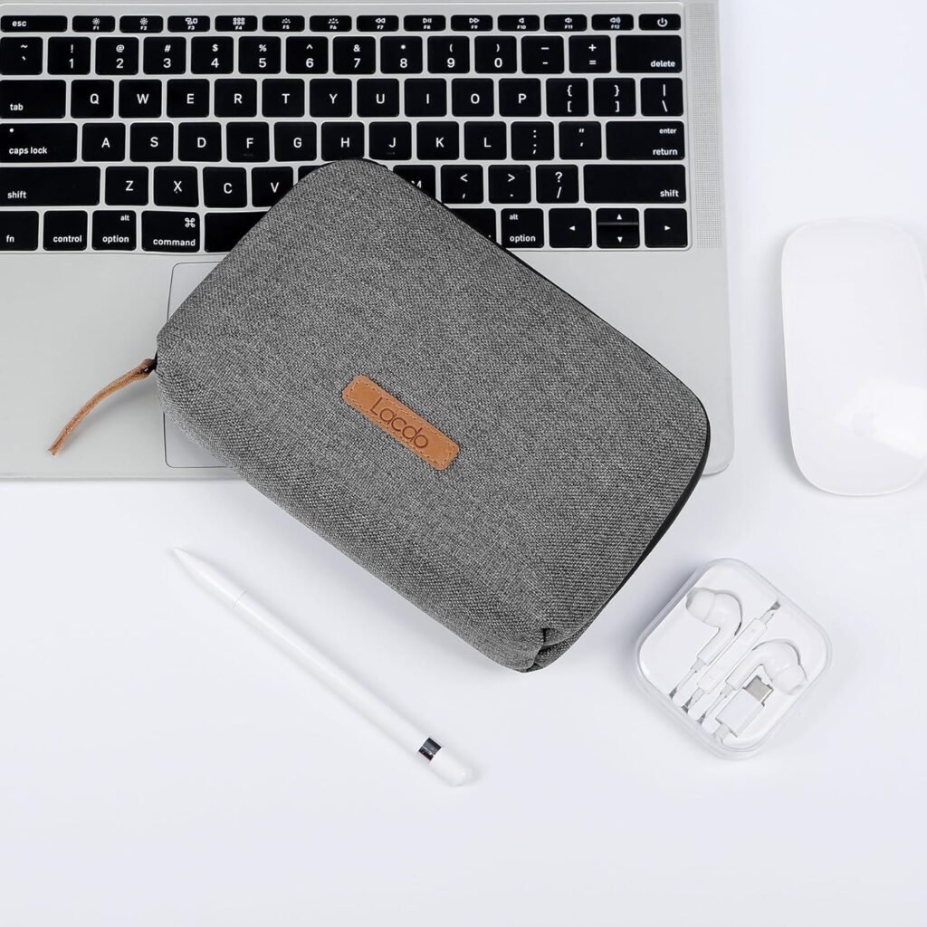 Lacdo Electronic Organizer Travel Cable Organizer Bag Pouch Case Tech Electronic Accessories Case Portable Charger Case for Cords, Cable, MacBook Laptop Charger, Power Adapter, Mouse, Power Bank, Gray
