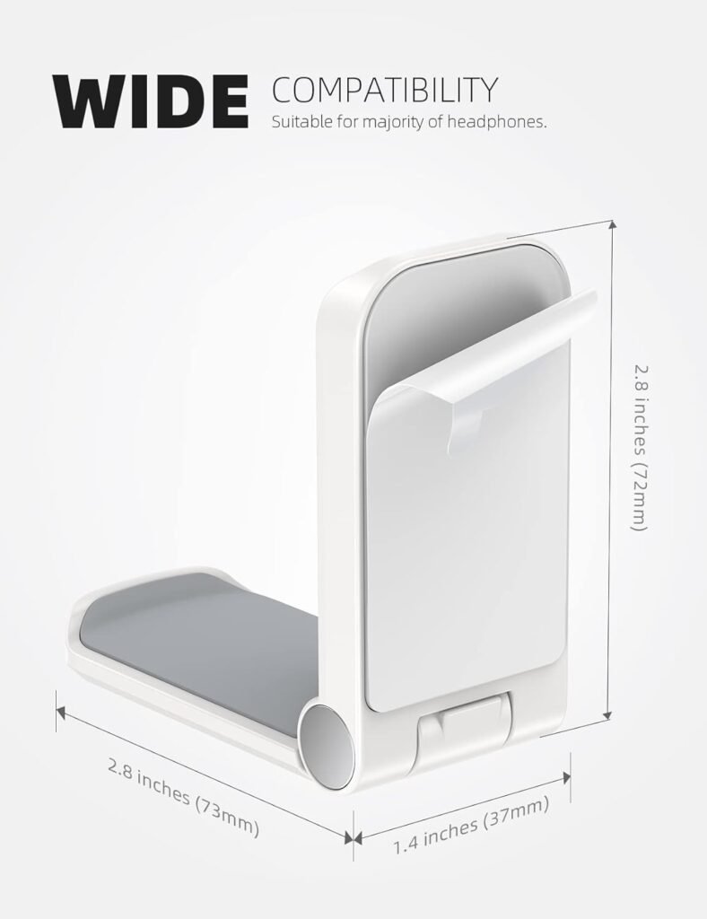 Lamicall Headphone Stand, Sticky Headset Hanger - Adhesive Headphone Holder Hook Mount, Headset Stand Holder Clip Under Desk, Earphone Clamp for Airpods Max, HyperX, Sennheiser, White