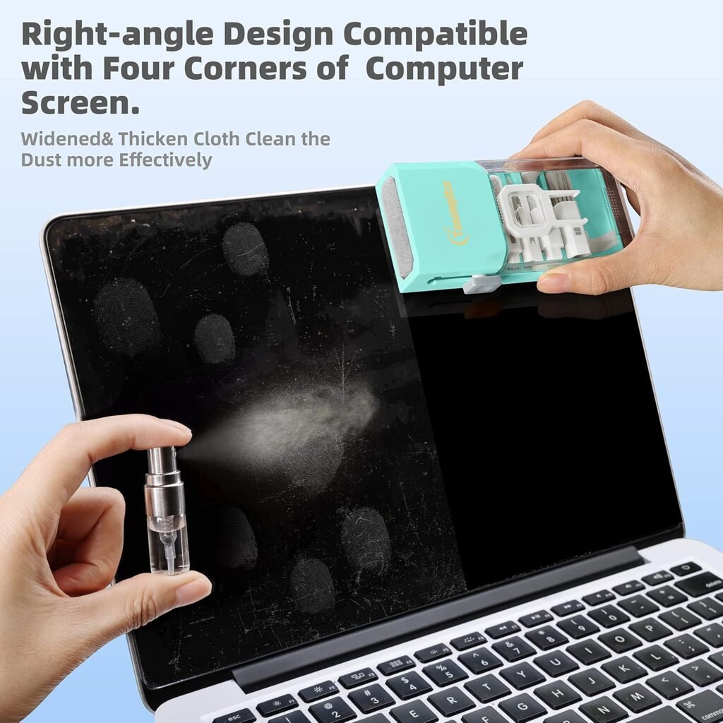 Laptop Cleaning Kit, All in 1 Keyboard Cleaning kit for MacBook iPad iPhone, Compact Keyboard Cleaner with Brush and Spray for Tablet, Airpods, Earbud, Computer Screen, PC Monitor, Blue