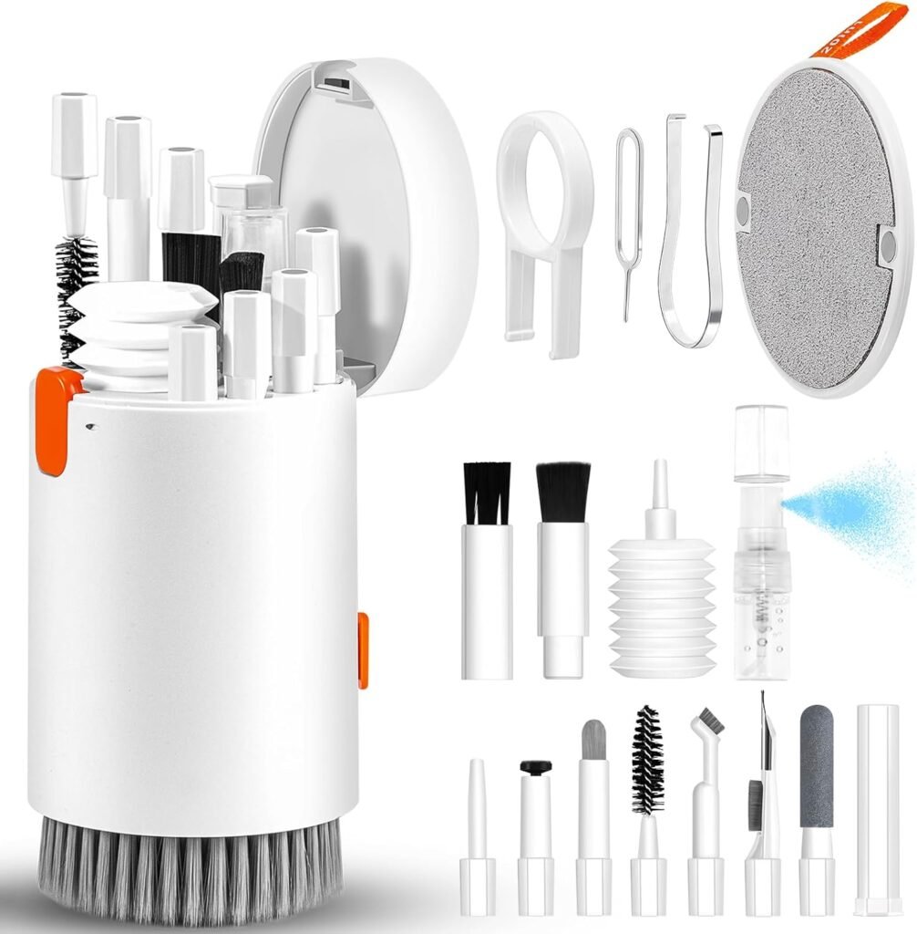 Laptop Phone Screen Cleaner Kit, Computer Keyboard Brush Cleaning Spray for iPhone AirPods MacBook iPad, 20-in-1 Electronic Device Clean Tool for Camera PC Monitor Earbud TV Tablet Car Screens