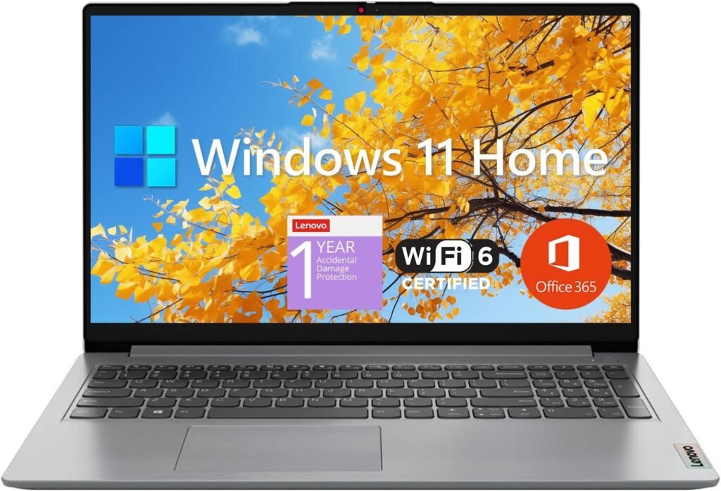 Lenovo IdeaPad 1 Student Laptop, 15.6 FHD Display, Intel Dual Core Processor, 12GB RAM, 512GB SSD + 128GB eMMC, 1 Year Office 365, Wi-Fi 6, Webcam, Bluetooth, SD Card Reader, Windows 11 Home, Grey