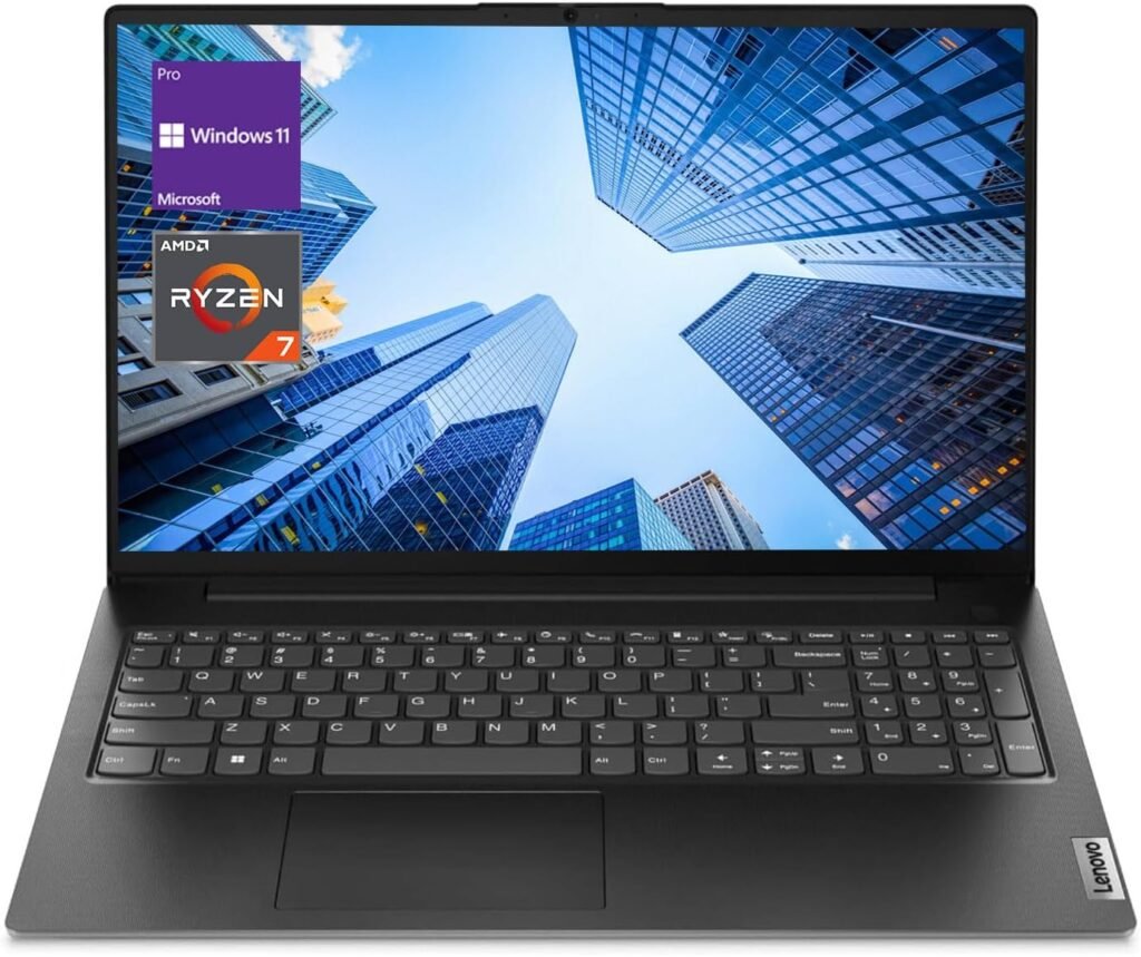Lenovo V-Series V15 Business Laptop, 15.6 FHD Display, AMD Ryzen 7 7730U, 40GB RAM, 1TB SSD, Numeric Keypad, HDMI, RJ45, Webcam, Wi-Fi, Windows 11 Pro, Black