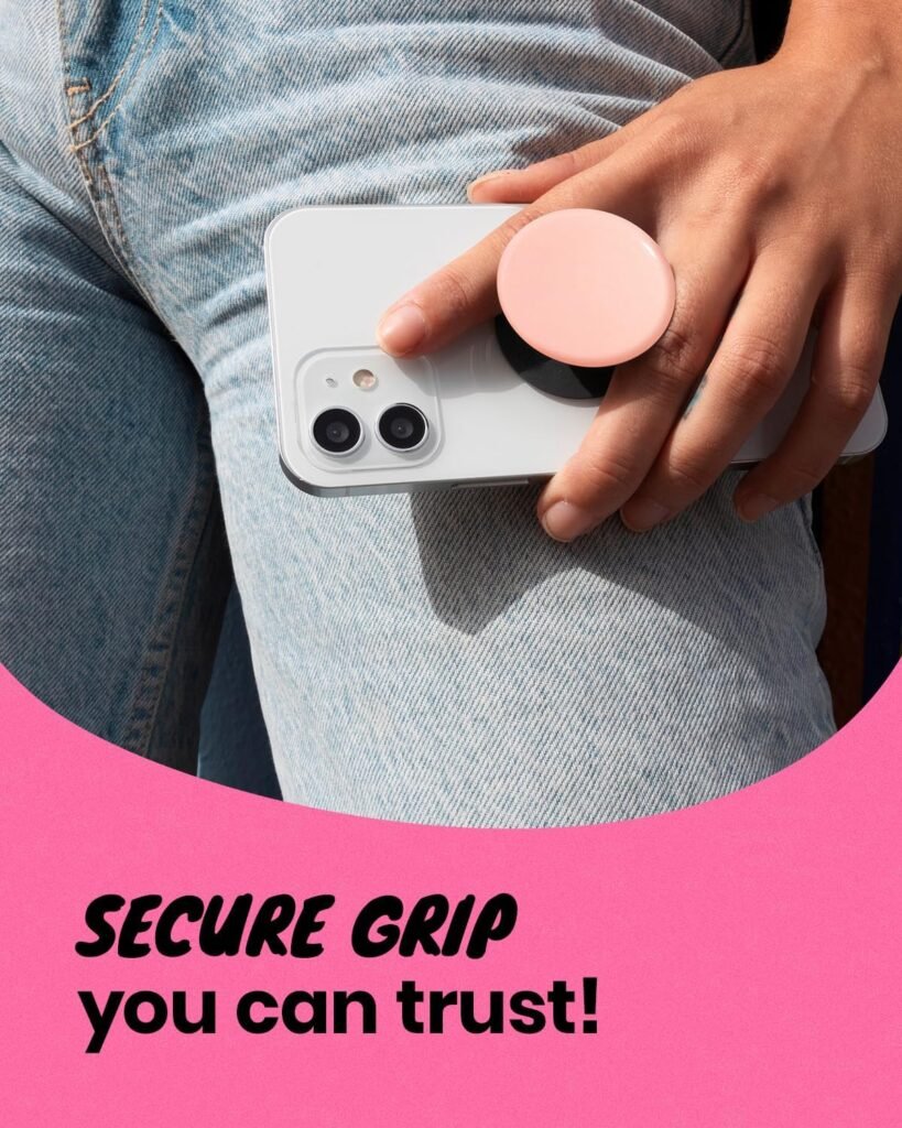 OnTheGrip Cute Natural Seashell Design Round Shape Collapsible Mobile Phone Grip Stand Holder for Smartphone Tablet Cell Phone Accessory (Magnetic Type, Peach)