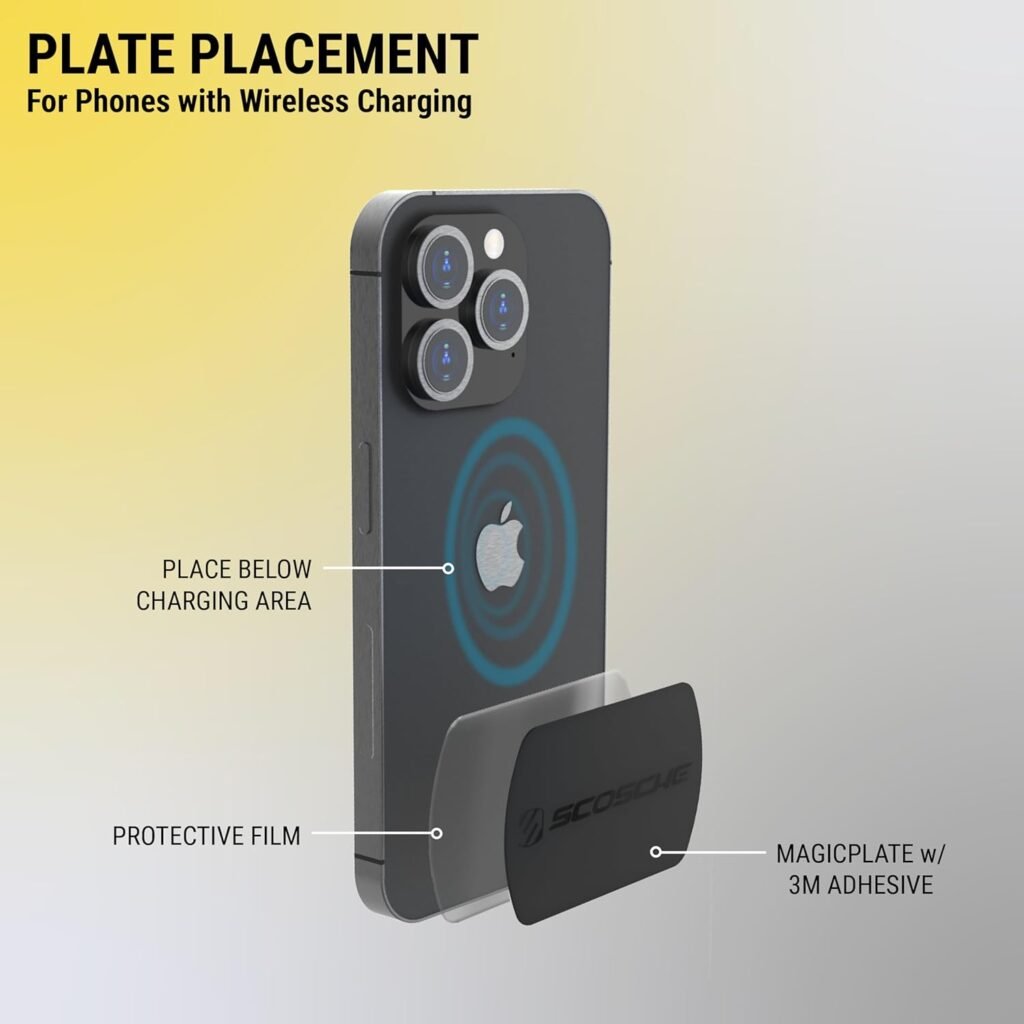 Scosche MPLT54T-2PKBP0 MagicMount Replacement Plate Kit for Magnetic Car Phone Mount Holder, Metal Plates w/Extra Strength Hold for Smartphone, Tablet, Magnet Cell Phone Stand  Phone Case, Pack of 2