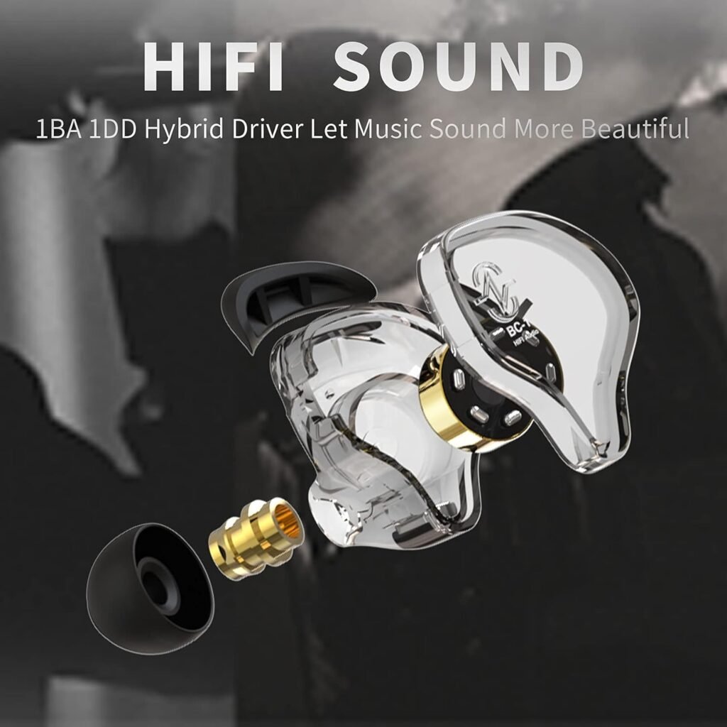 YINYOO Easy KZ ZST Colorful Hybrid Banlance Armature with Dynamic in-Ear Earphone 1BA+1DD HiFi Headset KZ in Ear Monitors Headphones Wired Earbuds IEM Earphones Gaming Earbuds (Colorful Without mic)