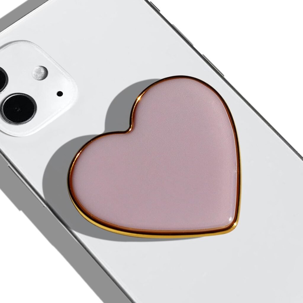 GRIPONG Cute Heart Shape Colorful Gold Enamel Epoxy Expandable Collapsible Mobile Phone Grip Stand Holder for Smartphone Tablet Cell Phone Accessory (Bright Pink)