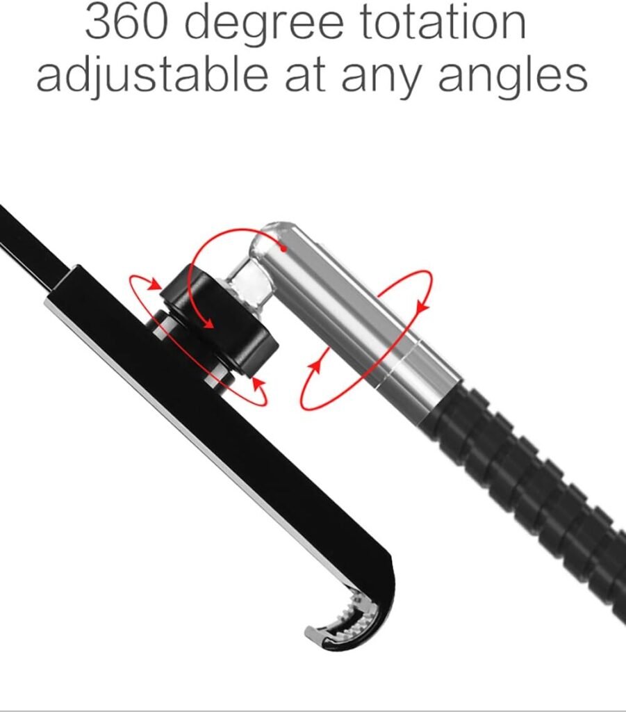 Tablet Floor Stand with Flexible Gooseneck and Stable Aluminum Base Suitable for 3.5” - 10.6” Smart Phone  Tablet Black